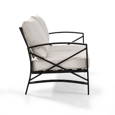 Kaplan Outdoor Metal Loveseat - Oatmeal/Bronze - Crosley 4 Kaplan Outdoor Metal Loveseat - Oatmeal/Bronze - Crosley - Image 4