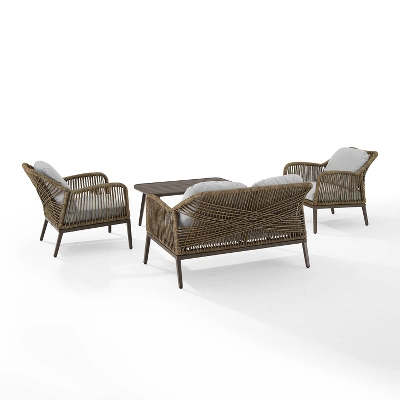 Haven 4pc Outdoor Wicker Conversation Set - Light Gray - Crosley 4 Haven 4pc Outdoor Wicker Conversation Set - Light Gray - Crosley - Image 4