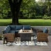 Bradenton 5pc Outdoor Wicker Seating With Fire Table - Crosley