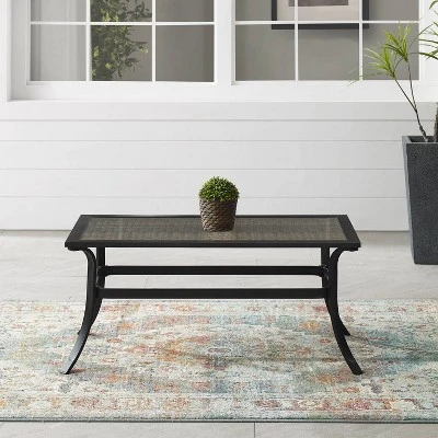 Dahlia Outdoor Tempered Glass Rectangular Coffee Table Matte Black/Brown - Crosley 2 Dahlia Outdoor Tempered Glass Rectangular Coffee Table Matte Black/Brown - Crosley - Image 2