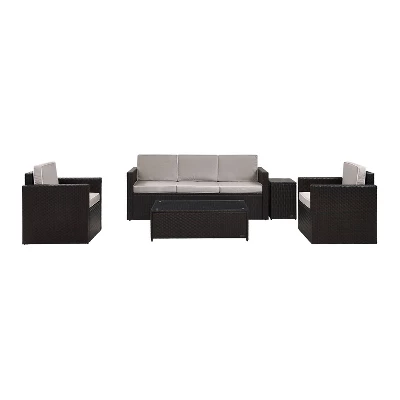 Palm Harbor 5pc All-Weather Wicker Patio Conversation Set With Sofa Gray - Crosley 3 Palm Harbor 5pc All-Weather Wicker Patio Conversation Set With Sofa Gray - Crosley - Image 3