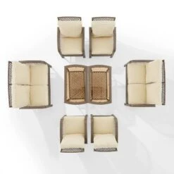 Tribeca 8pc Outdoor Wicker Conversation Set - Sand/Driftwood - Crosley -Crosley Sales Store GUEST b14e256b 57d4 4c31 b126 bbf6e59ab40f