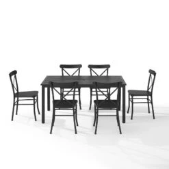 Astrid 7pc Outdoor Metal Dining Set - Matte Black - Crosley -Crosley Sales Store GUEST b1657e36 9a25 473b be30 e741e81d2e80