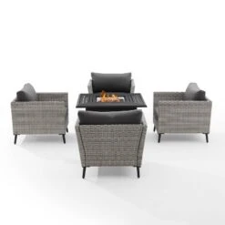 Richland 5pc Outdoor Wicker Conversation Set With Fire Table - Crosley -Crosley Sales Store GUEST b1c483d7 eaae 4b4a abec 7b3f172574b4