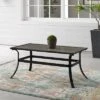Dahlia Outdoor Tempered Glass Rectangular Coffee Table Matte Black/Brown - Crosley