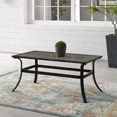 Dahlia Outdoor Tempered Glass Rectangular Coffee Table Matte Black/Brown - Crosley 1 Dahlia Outdoor Tempered Glass Rectangular Coffee Table Matte Black/Brown - Crosley