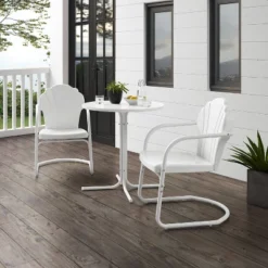 Tulip 3pc Outdoor Bistro Set With Table & 2 Chairs - White - Crosley -Crosley Sales Store GUEST b3aed329 d5fa 4821 98df 0dcda518e80e
