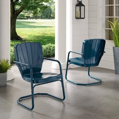 Ridgeland 2pk Outdoor Chairs - Navy - Crosley 1 Ridgeland 2pk Outdoor Chairs - Navy - Crosley