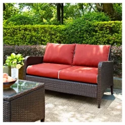 Kiawah Outdoor Wicker Loveseat Sangria - Crosley