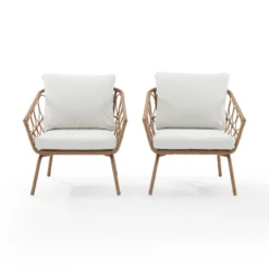 Juniper 2pk Outdoor Wicker Arm Chairs - Cream/Natural - Crosley -Crosley Sales Store GUEST b84d6c62 ecb9 42a9 9d73 2c01a8f17574