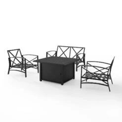Kaplan 4pc Outdoor Conversation Set With Dante Fire Table - Oatmeal - Crosley -Crosley Sales Store GUEST b885c07b 6b1a 4253 a857 8940a8a3bb8e