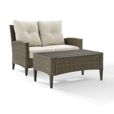 Rockport 2pc Outdoor Wicker Loveseat Seating Set - Crosley 1 Rockport 2pc Outdoor Wicker Loveseat Seating Set - Crosley