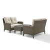 Rockport 3pc Outdoor Wicker Loveseat Seating Set - Crosley