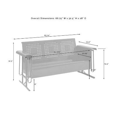 Bates Outdoor Metal Sofa Glider - Navy - Crosley 9 Bates Outdoor Metal Sofa Glider - Navy - Crosley - Image 9