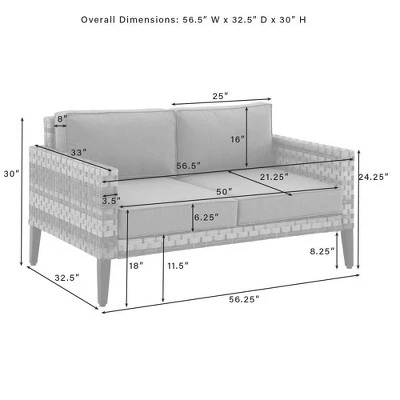Prescott Outdoor Wicker Loveseat - Blue/Brown- Crosley 10 Prescott Outdoor Wicker Loveseat - Blue/Brown- Crosley - Image 10