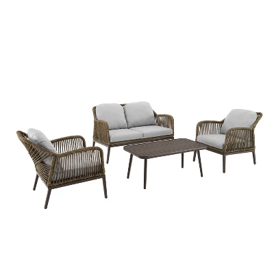 Haven 4pc Outdoor Wicker Conversation Set - Light Gray - Crosley 7 Haven 4pc Outdoor Wicker Conversation Set - Light Gray - Crosley - Image 7