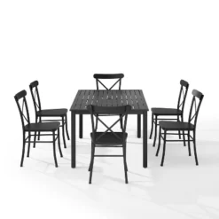 Astrid 7pc Outdoor Metal Dining Set - Matte Black - Crosley -Crosley Sales Store GUEST bca63360 0e9c 409a 8f7a 7d4ba9759887