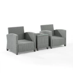 Bradenton 3pc Outdoor Wicker Arm Chairs With Side Table - Crosley -Crosley Sales Store GUEST bd178bbb ffab 46a3 8c09 785251273cfe