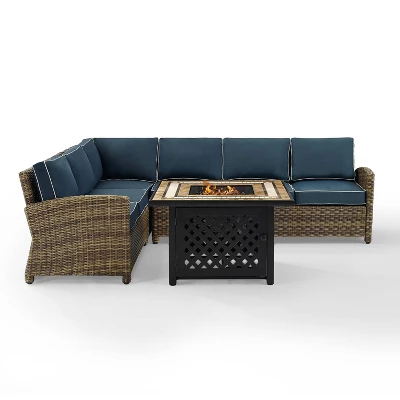 Bradenton 5pc Outdoor Wicker Sectional Set With Fire Table - Crosley 10 Bradenton 5pc Outdoor Wicker Sectional Set With Fire Table - Crosley - Image 10