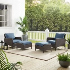 Kiawah 4pc Outdoor Wicker Conversation Set With 2 Arm Chairs & 2 Ottomans Blue - Crosley 14 Kiawah 4pc Outdoor Wicker Conversation Set With 2 Arm Chairs & 2 Ottomans Blue - Crosley -Crosley Sales Store GUEST bea775f0 fa2a 4d04 8344 52c781dc9c55