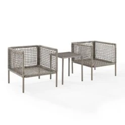 Cali Bay 3pc Outdoor Wicker & Metal Seating Set - Taupe/Light Brown - Crosley -Crosley Sales Store GUEST bee7751b 2e4b 41dc 9f98 0f5d2f653d2c