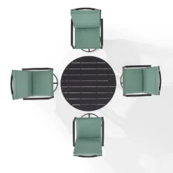 5pc Kaplan Outdoor Steel Round Dining Set With Swivel Chairs Mist/Bronze - Crosley -Crosley Sales Store GUEST c050cb36 ebdb 4488 aee7 aa789e30fbba