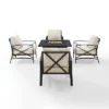 Kaplan 5pc Outdoor Conversation Set With Dante Fire Table & 4 Arm Chairs - Oatmeal - Crosley