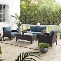 Kiawah 4pc Outdoor Wicker Conversation Set With Sofa, Arm Chairs & Coffee Table Blue - Crosley 11 Kiawah 4pc Outdoor Wicker Conversation Set With Sofa, Arm Chairs & Coffee Table Blue - Crosley -Crosley Sales Store GUEST c41b752f feb5 467b a363 f8f903959316