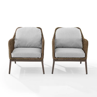 Haven 2pc Outdoor Wicker Armchair Set - Light Gray - Crosley 8 Haven 2pc Outdoor Wicker Armchair Set - Light Gray - Crosley - Image 8