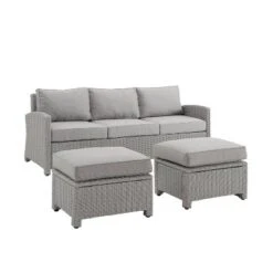 Bradenton 3pc Outdoor Wicker Sofa & 2 Ottoman Set - Gray/Gray - Crosley 14 Bradenton 3pc Outdoor Wicker Sofa & 2 Ottoman Set - Gray/Gray - Crosley -Crosley Sales Store GUEST c5f349a9 791d 4042 a242 76728fdf4731