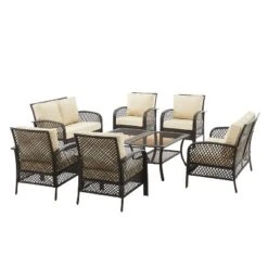 Tribeca 8pc Outdoor Wicker Conversation Set - Sand/Brown - Crosley -Crosley Sales Store GUEST c72f5a9b 8a26 4a43 91b7 4354aecf1ff8