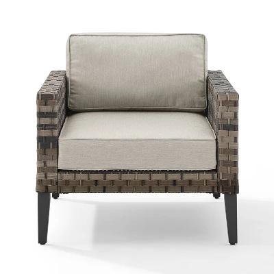 Prescott Outdoor Wicker Arm Chair - Taupe/Brown - Crosley 5 Prescott Outdoor Wicker Arm Chair - Taupe/Brown - Crosley - Image 5