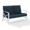 Kaplan Loveseat White/Navy - Crosley