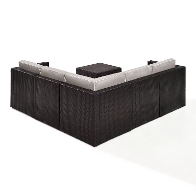 Palm Harbor 6pc Outdoor Wicker Sectional Set - Gray - Crosley 8 Palm Harbor 6pc Outdoor Wicker Sectional Set - Gray - Crosley - Image 8