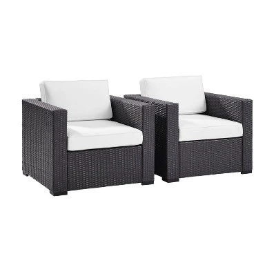Biscayne 2pk Outdoor Wicker Chairs - White - Crosley 2 Biscayne 2pk Outdoor Wicker Chairs - White - Crosley - Image 2