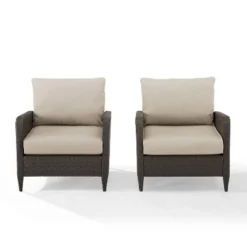 Crosley Sales Store 6 Kiawah 2pk Wicker Patio Chair - Sand - Crosley