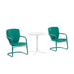 Ridgeland 3pc Outdoor Bistro Set With Table & 2 Chairs - Turquoise Gloss - Crosley -Crosley Sales Store GUEST cc9f05cd 6062 47e4 ba9f 7e78f83d4f80