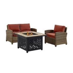 3pc Bradenton Outdoor Steel Fire Pit Set Sangria/Weathered Brown - Crosley -Crosley Sales Store GUEST cfb27087 4d9b 4439 a1b9 d7de017b264d