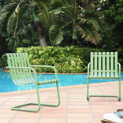 Gracie 2pk Outdoor Metal Chairs - Pastel Green - Crosley 1 Gracie 2pk Outdoor Metal Chairs - Pastel Green - Crosley