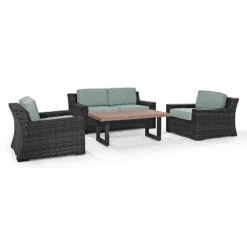 Beaufort 4pc Outdoor Wicker Seating Set - Mist - Crosley 11 Beaufort 4pc Outdoor Wicker Seating Set - Mist - Crosley -Crosley Sales Store GUEST d1e5ba70 cb5d 4551 8509 2b10fc7791dc