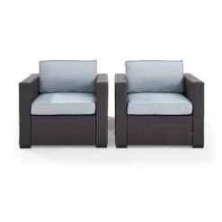 Biscayne 2pk Outdoor Wicker Chairs - Mist - Crosley -Crosley Sales Store GUEST d24cb990 3009 4a31 bbb7 f619621b8c08