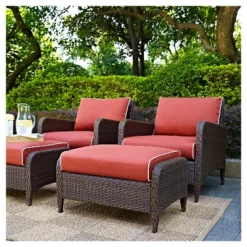 Kiawah 4 Piece Outdoor Wicker Seating Set Sangria - Crosley -Crosley Sales Store GUEST d2f6c8fc dd01 4a00 8219 c4d74ab10f48