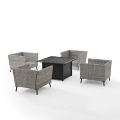 Richland 5pc Outdoor Wicker Conversation Set With Fire Table - Crosley -Crosley Sales Store GUEST d396ec57 0831 496b 965a a54a5163eba5