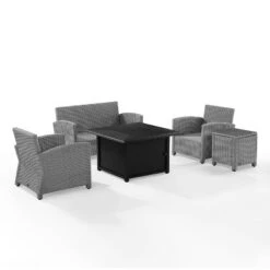 Bradenton 5pc Wicker Sofa Set With Fire Table - Gray - Crosley -Crosley Sales Store GUEST d52c56b8 ded6 420a b447 58cf50e10080