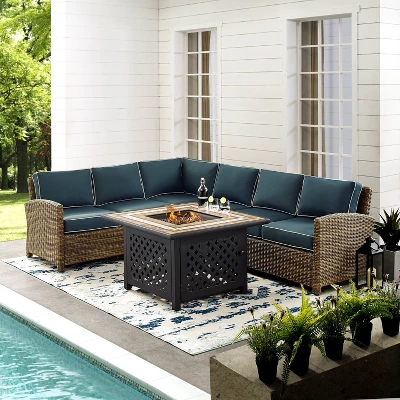 Bradenton 5pc Outdoor Wicker Sectional Set With Fire Table - Crosley 3 Bradenton 5pc Outdoor Wicker Sectional Set With Fire Table - Crosley - Image 3