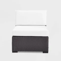 Biscayne Armless Chair With White Cushions Brown - Crosley