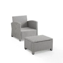Bradenton 2pc Outdoor Wicker Arm Chair & Ottoman Set - Crosley -Crosley Sales Store GUEST d7c89556 c27c 4baf a61c d214e675b712