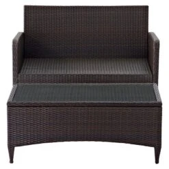 Kiawah 2 Piece Outdoor Wicker Seating Set With Chair & Ottoman - Sangria - Crosley -Crosley Sales Store GUEST d972e69f 8d9d 4086 a228 838d016f1fad