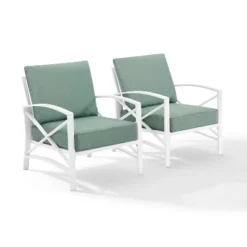2pk Kaplan Outdoor Steel Arm Chairs Mist/White - Crosley 10 2pk Kaplan Outdoor Steel Arm Chairs Mist/White - Crosley -Crosley Sales Store GUEST d9cf9b79 447d 4b81 99ba 6f755782e91f