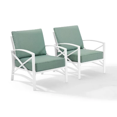 2pk Kaplan Outdoor Steel Arm Chairs Mist/White - Crosley 5 2pk Kaplan Outdoor Steel Arm Chairs Mist/White - Crosley - Image 5